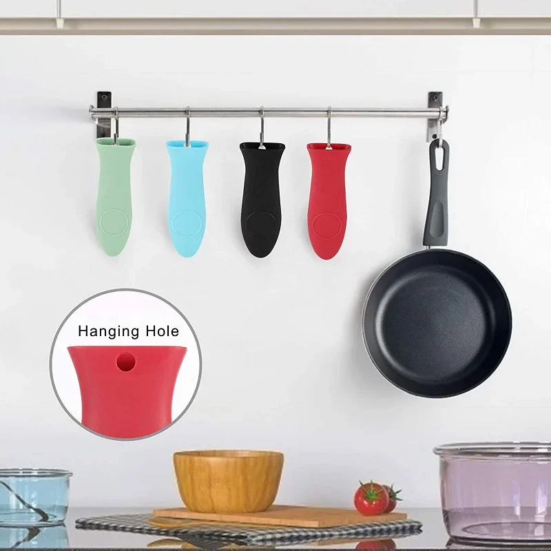 Silicone Hot Handle Holder Potholder Cast Iron Skillets Rubber Pot Handle Sleeve Heat Resistant Frying Pans & Griddles pot handle grip pad