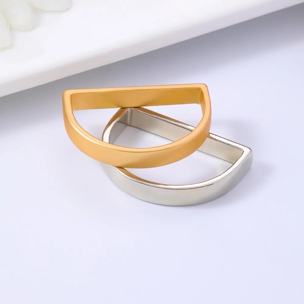 12 Pcs Metal Stainless Steel Napkin Rings Matte Gold D-shaped Matte Gold Semicircle Napkin Rings