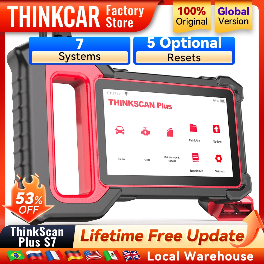 THINKCAR Thinkscan Plus S7 S6 S4 Obd2 Scanner Outils de diagnostic de voiture Automotivo Scanner Outil de diagnostic automatique Lecteur de code 28 réinitialisations