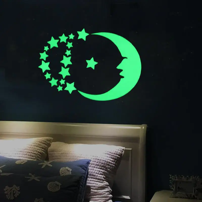 

Creative Moon Star Pattern Glow Sticker For Kids Bedroom Ceiling Decoration Luminous Wall Mural Art Diy Home Decal Pvc Poster