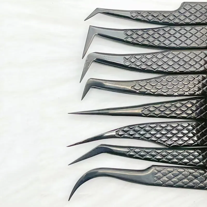 Precision Eyelashes Extension Tweezers Black For Make Fans Boot Isolation False Lash Clip Tongs Nail Art Makeup Tools Supplies 3