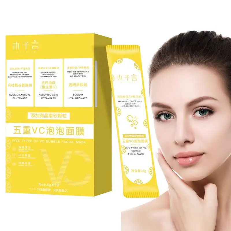 

12pcs Vitamin C Bubble Face Patch Moisturizing Facial Mask Moisturizing Sheet Masks Anti-wrinkle Hydrating Skin Care Facial Mask