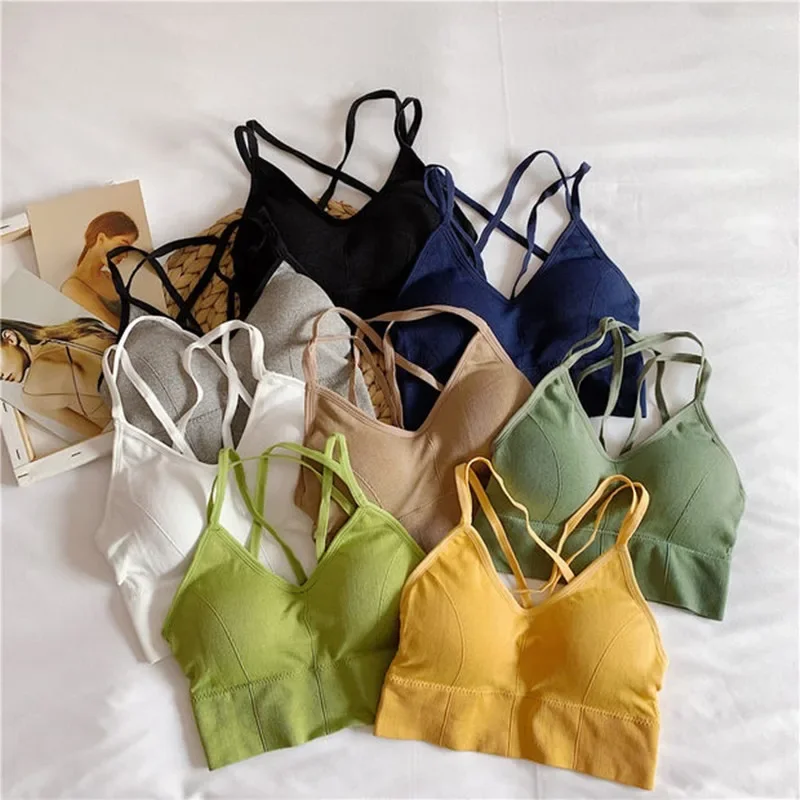 Sports Bra Women's Underwear Adjustable Shoulder Strap Inner Padded Vest Bralette for Gym Yoga Workout