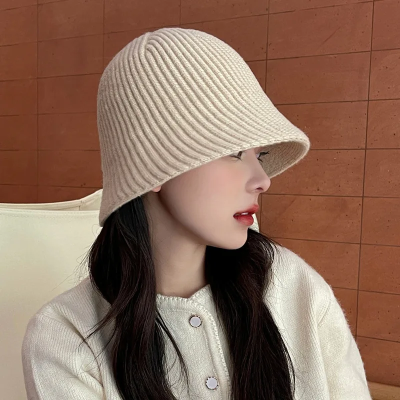 2022 New  Ladies Harajuku Bucket Hat Solid Men Fishing Fisherman Hat Autumn Winter Lamb Wool Outdoor Warm Panama Cap for Women