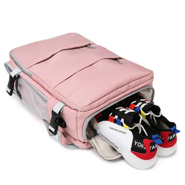 Zaino da viaggio da donna rosa idrorepellente antifurto elegante borsa da viaggio Casual con tracolla per bagagli e zaino con porta di ricarica USB 4