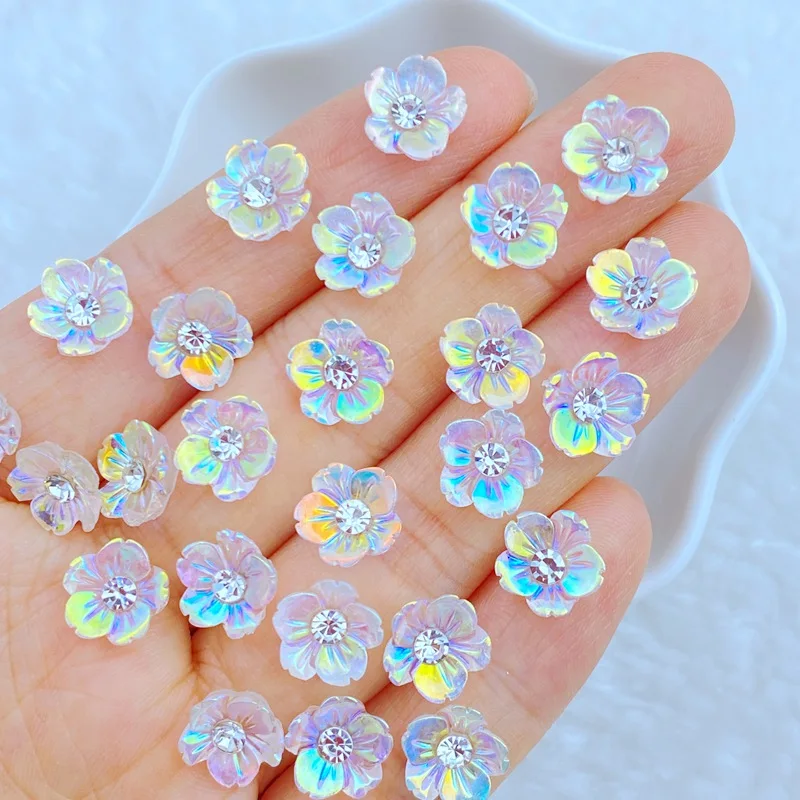 30pcs 새로운 귀여운 미니 반짝 이는 다이아몬드 꽃 네일 라인 석 보석 반짝이 네일 아트 쥬얼리 매니큐어 네일 장식 Accessorie