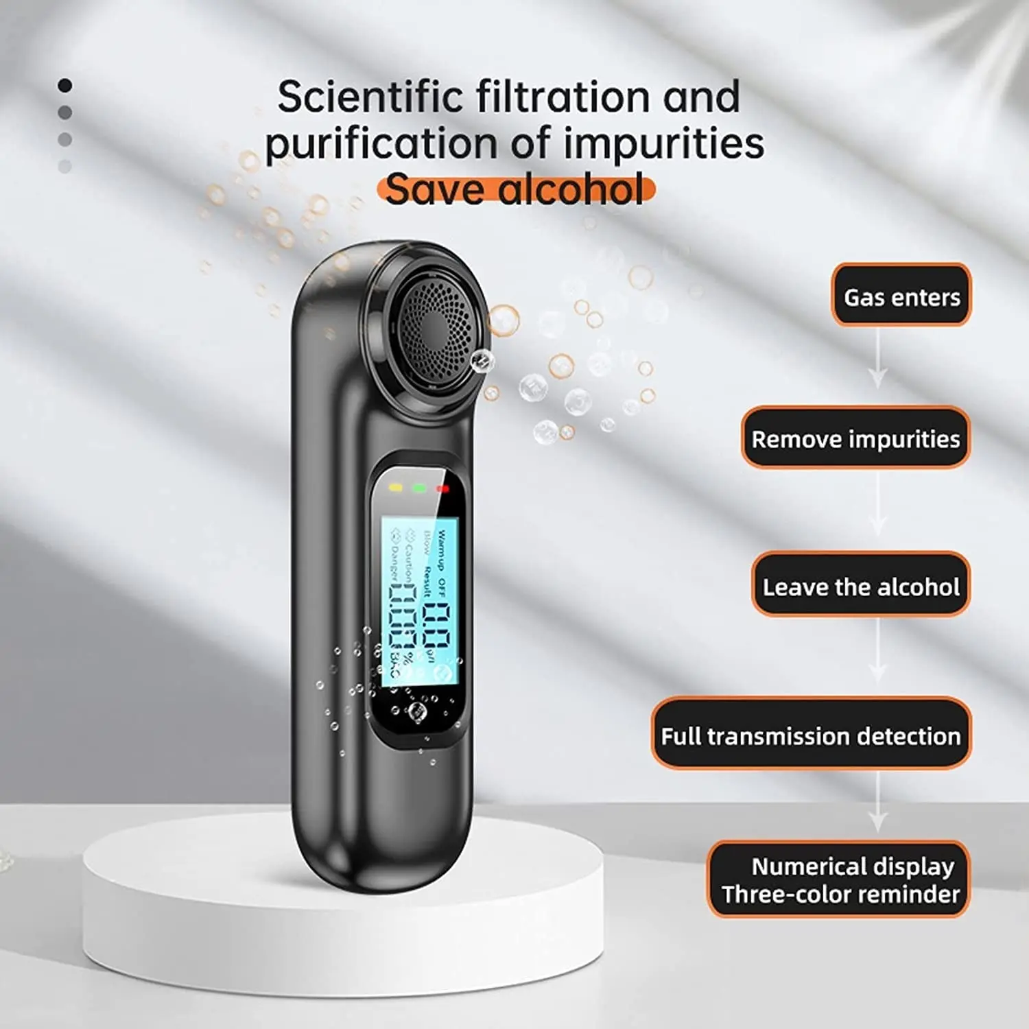 Alcohol Tester Non-Contact High-Precision Digital LCD Screen USB Rechargeable Breathalyzer Analyzer