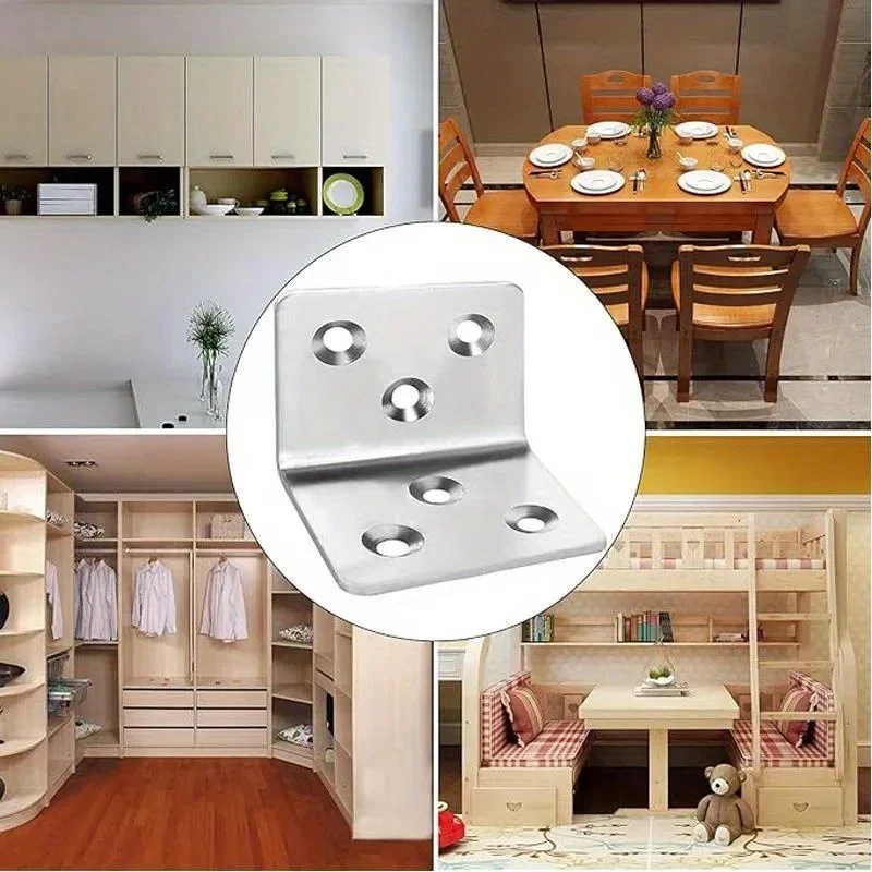 Description Picture 4 of item16pcs stainles steel bracket, wide angle bracket connected to load 90 degree angle bracket, right angle wooden cabinet furniture