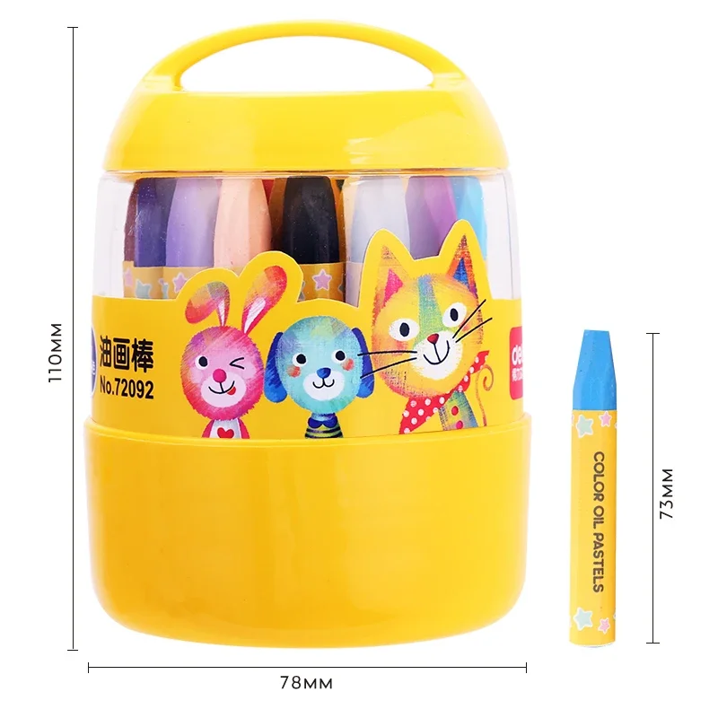 Deli 24 Colors Crayons Round Non Toxic Sticks Brushes Oil Painting Sticks Art Set Stationery School Supplies Kids triangular crayons set