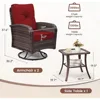 2 Luxury Outdoor Swivel Wicker Glider Patio Chairs with Table Set, Overstuffed Washable Cushions, Ideal for Porch, Balcony,Deck 6