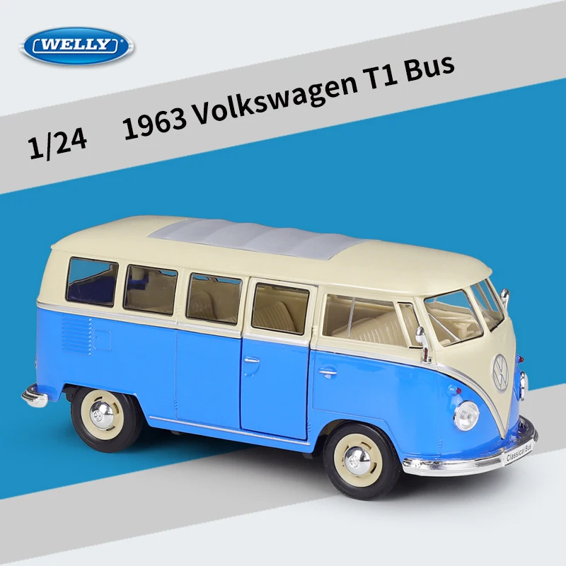 WELLY 1:24 Volkswagen VW T1 BUS 1963 T2 Alloy Car Model