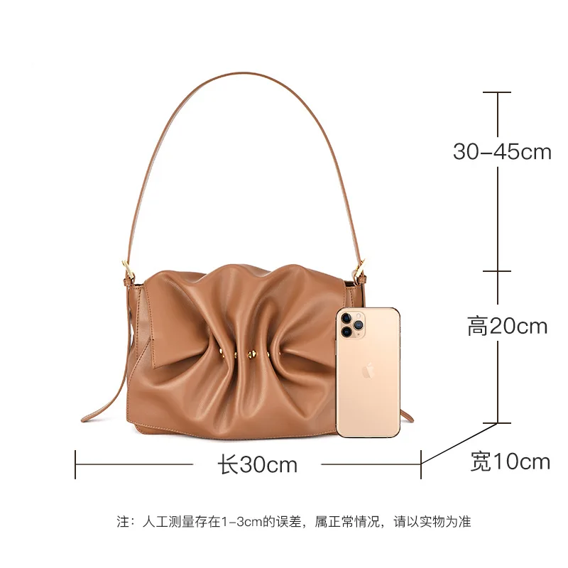New luxury three-dimensional butterfly fold cloud underarm bag designer brand fashion soft cowhide shoulder bag large capacity r