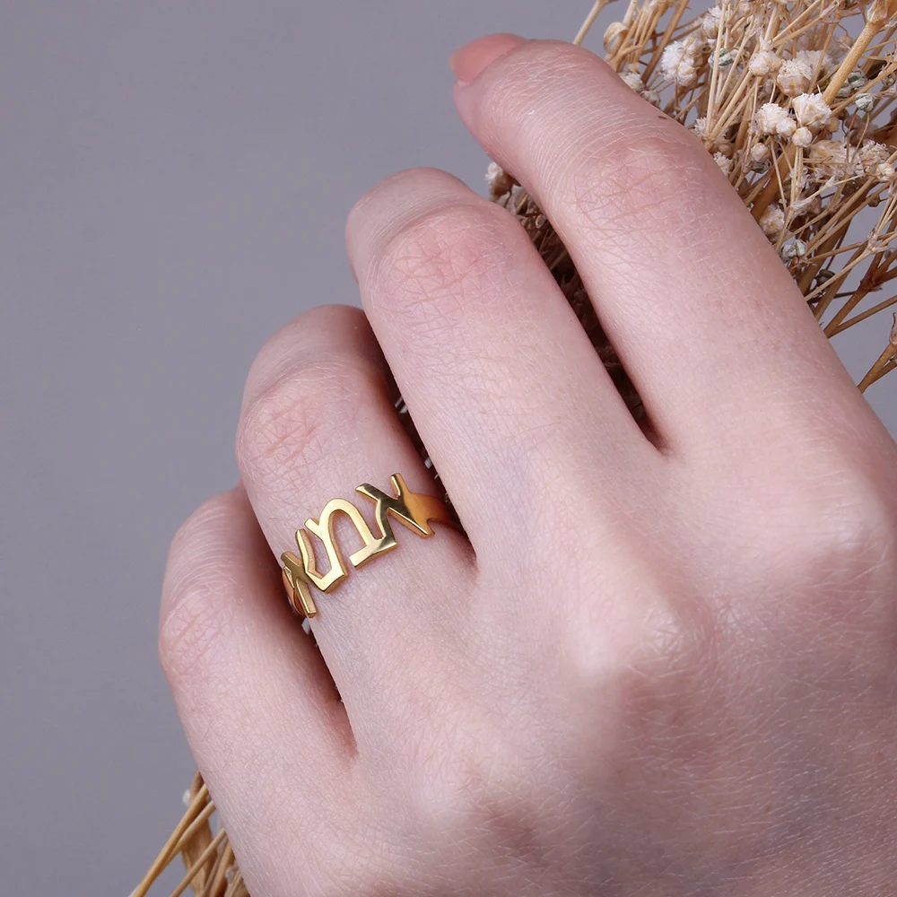 Capital letters name ring, Knuckle name ring 14k plated gold, Word name ring,  Couples name rings, AKA rings, Rings.