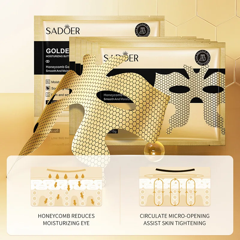 10pcs/set SADOER Golden Collagen Eye Mask Moisturizing Firming Smooth Anti Dark Circle Eye Pathes Eyes Masks Skin Care 2