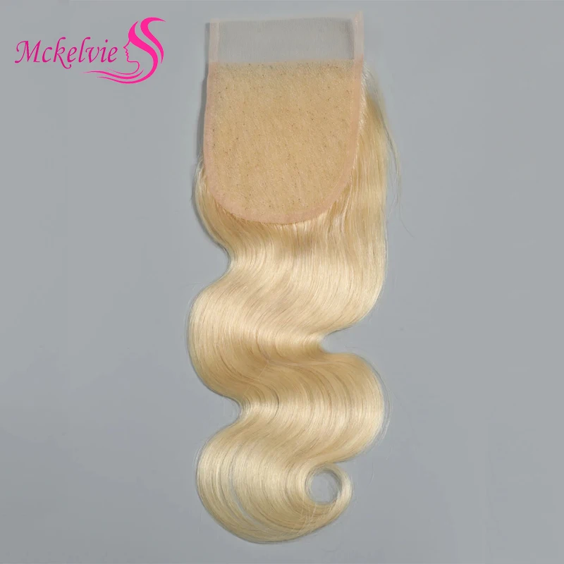 613 Blonde 4x4 Transparent Lace Closure Body Wave Closure Pre-Plucked 150% Density Brazilian Virgin Hair 10-18 Inch