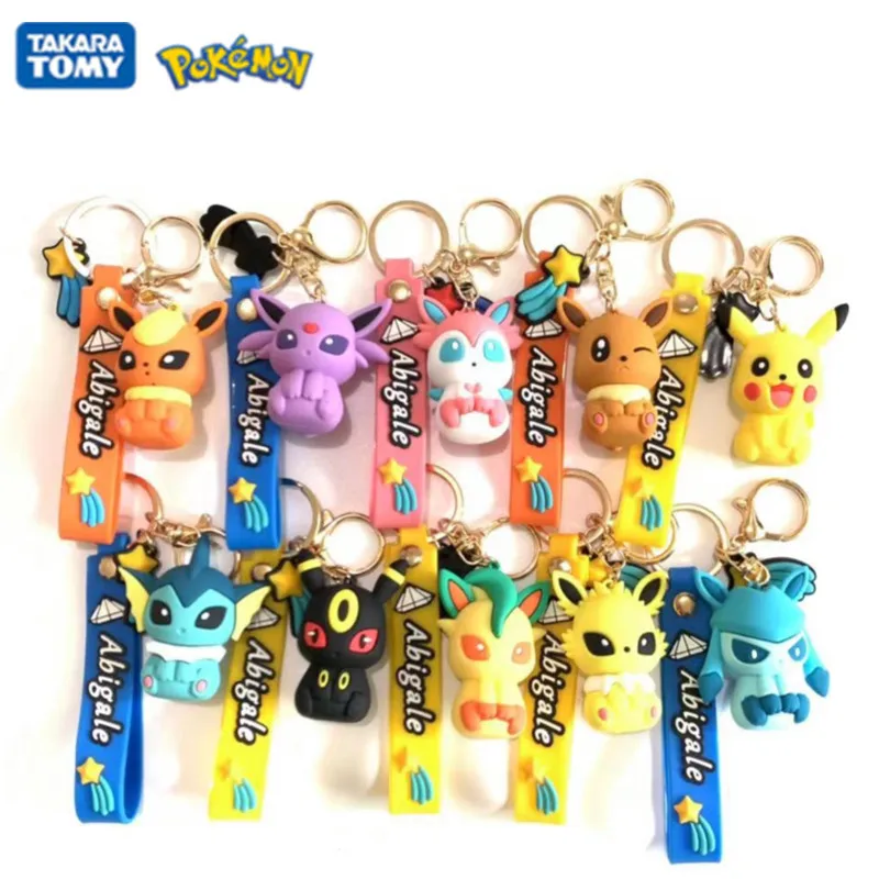 

New Pokemon Pikachu Anime Figure Key Chain Knapsack Cell Phone Pendant Decoration Model Pendants Bracelet Children Toy Girl Gift