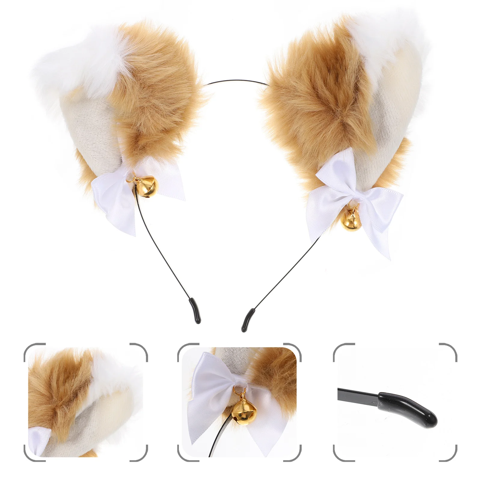 

Cat Ear Bell Headband Plush Hair Holiday Hoop Accessories Party Headdress Fabric