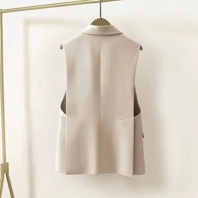 Sleeveless Cardigan Women's Vestes Tailored Coat Jackets Luxury Designer Clothing Tops Spring Autumn Fashion Black Suit Jacket