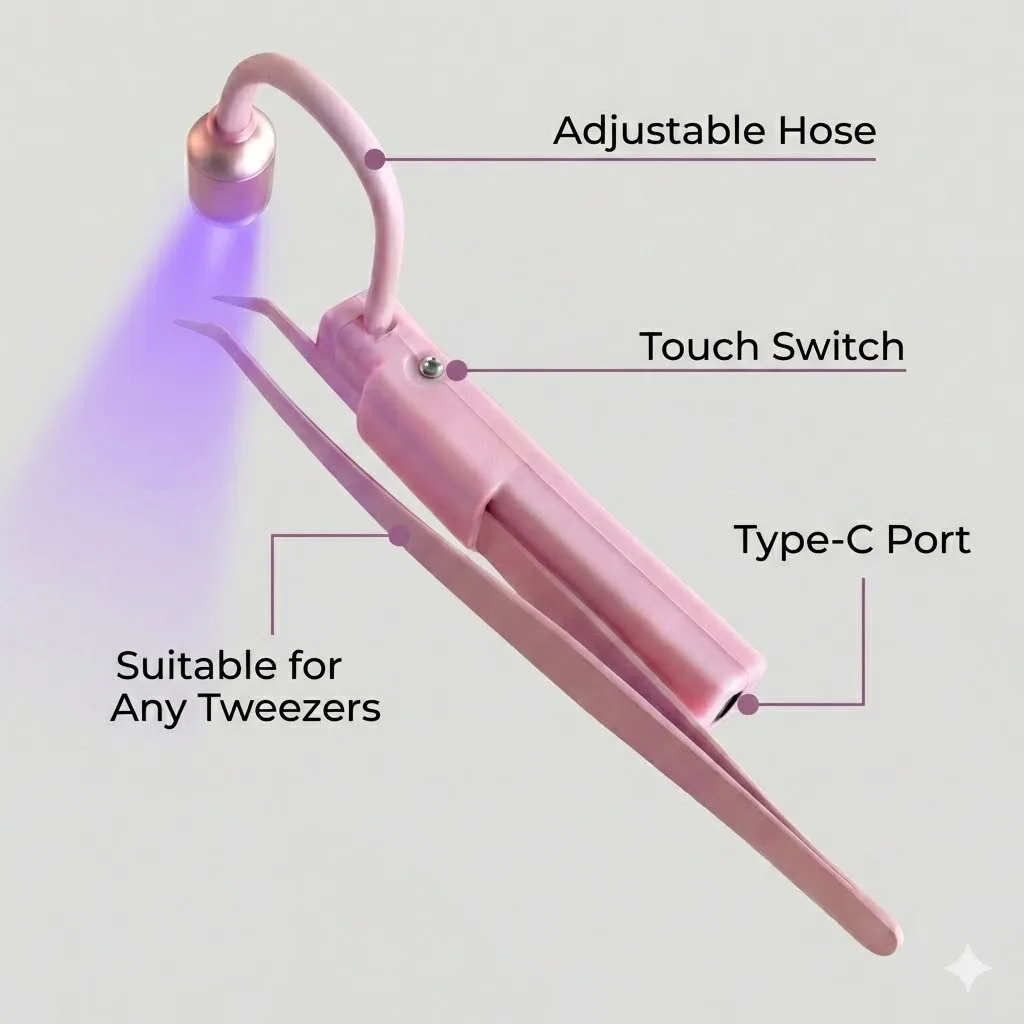 무선 미니 핸드헬드 경화 램프 핀셋 속눈썹 연장 자외선 빠른 경화 UV 글루 초경량 충전식