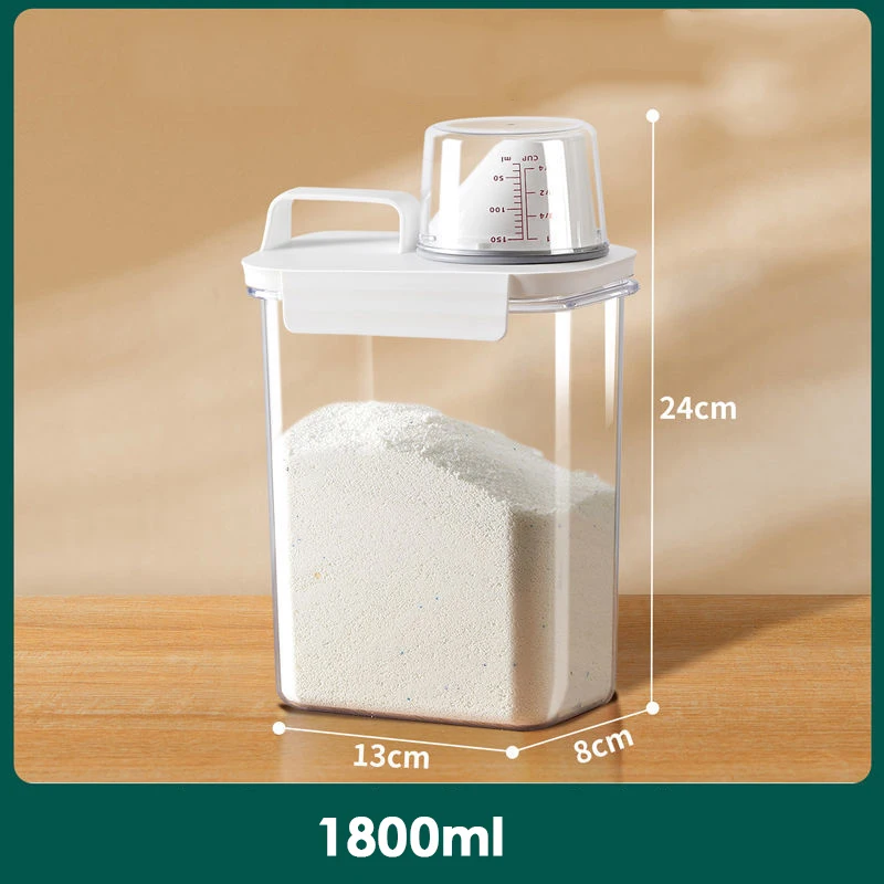 Laundry Detergent Dispenser With Measuring Cup Clear Airtight Washing Powder  Container Multipurpose Laundry Liquid Storage Box - AliExpress