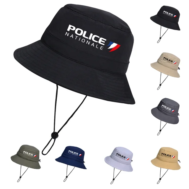 Summer France Police Nationale Adventurers Safari Foldable Bucket Hat Unisex Wild Sun Protection Panama Hat Man Outdoor Sun Hat 1