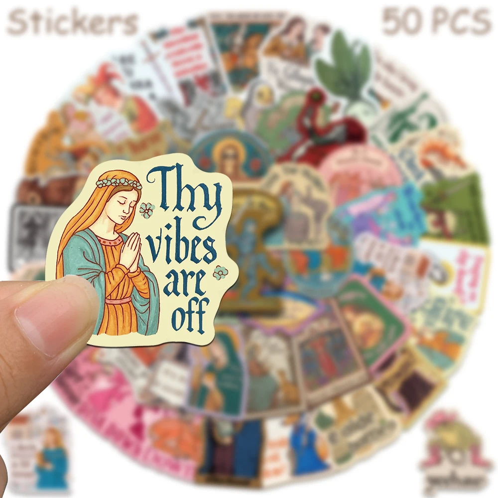 50pcs 레트로 중세 스티커 데칼 노트북 스크랩북 가방 스케이트 보드 헬멧 DIY 낙서 방수 스티커 선물