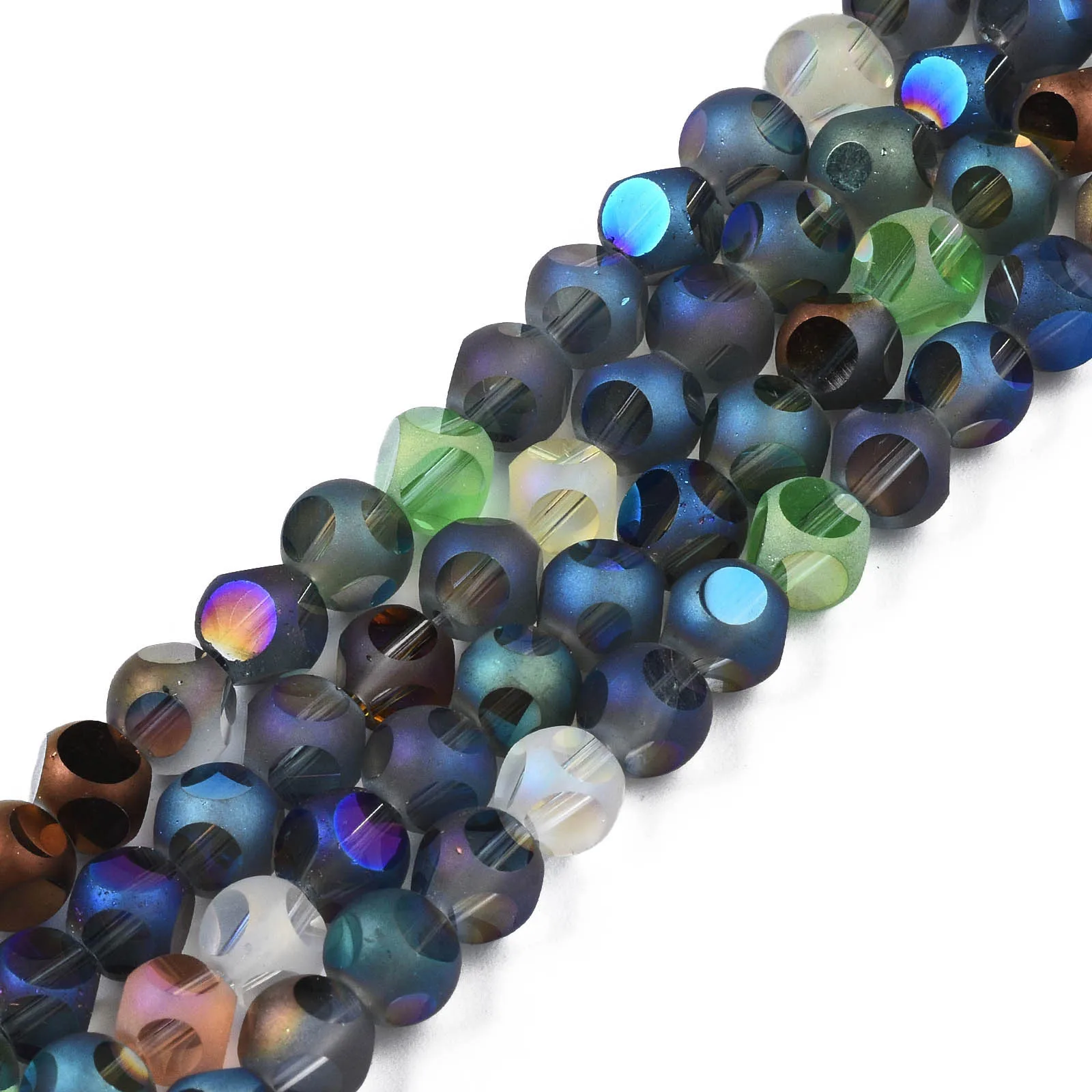 

10 Strands Electroplate Glass Beads Frosted Faceted Round Spacer Beads For Women Fashion Necklace Craft Jewelry Making Supplies