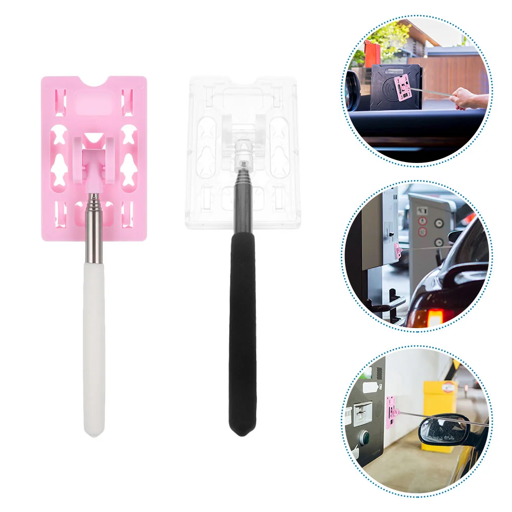 

2Pcs Telescopic Rod Card Holder Reacher Grabber Tool Car Parking Contactless Payment Rods Vehicle Parking Toll Swiping Stick Car