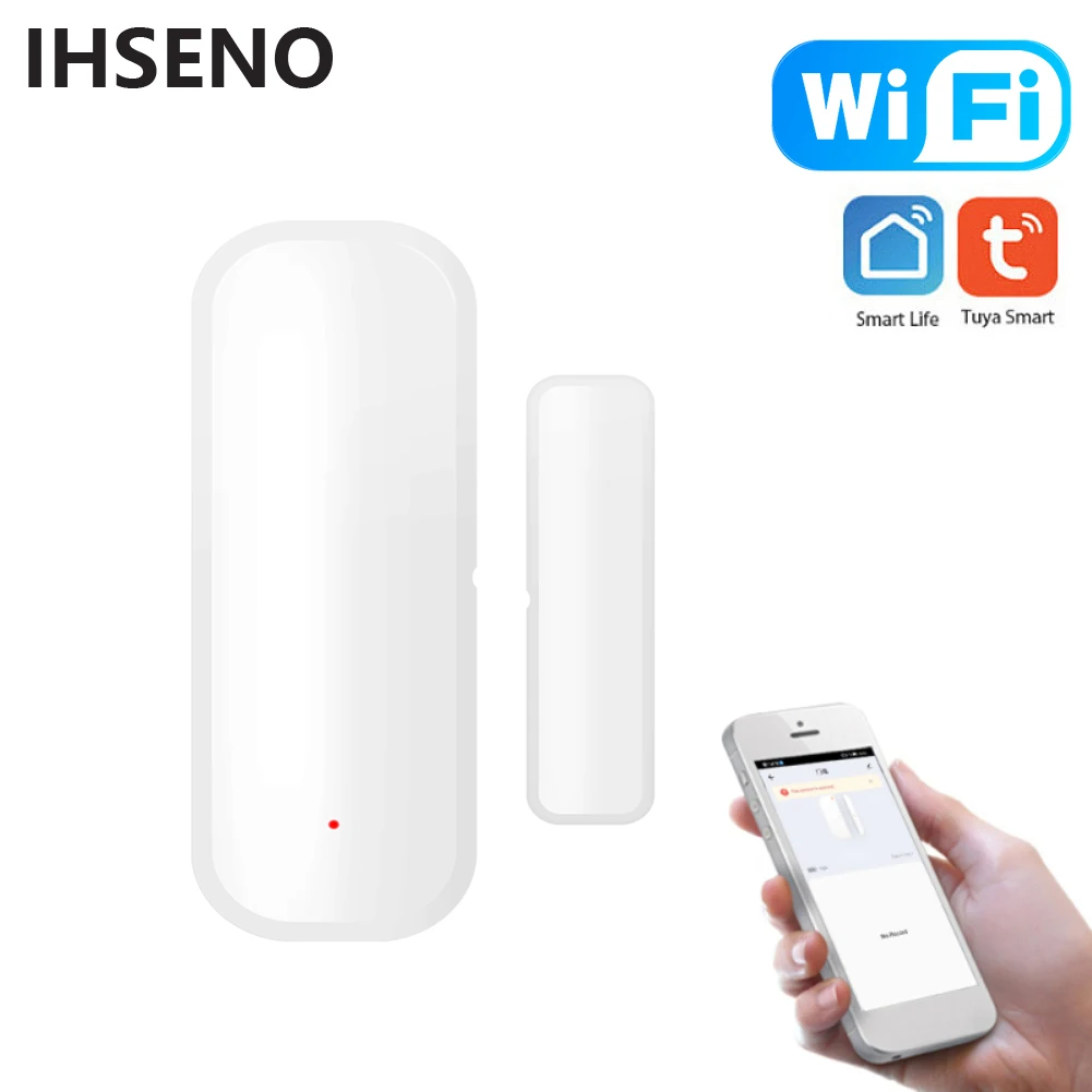 IHSENO Tuya WiFi Door Window Sensor Smart Home Wireless Door Open / Closed Detector Smart Life Control Via Alexa Google Home tuya zigbee door window sensor smart home security protection magnetic alarm system smart life control via alexa google home