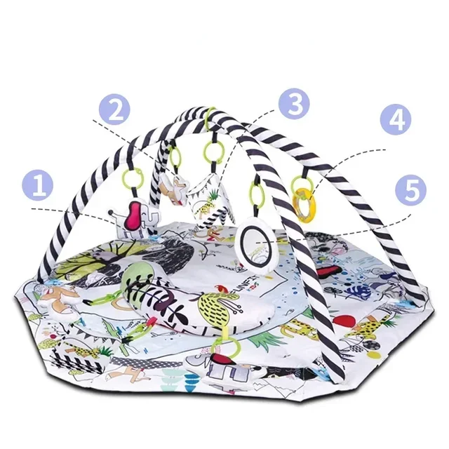 New Multifunctional Fitness Frame Round Play Crawling Mat 0-12 Months Baby Puzzle Game Blanket Fun Sounding Pendant Gift For Kid 3