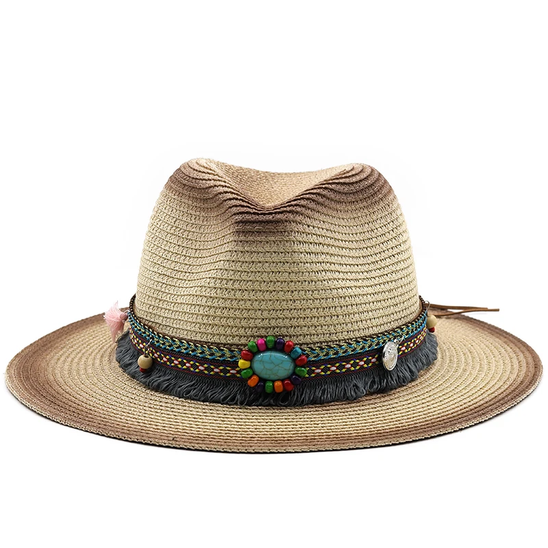 Simple Vintage Panama Hat Men Straw Fedora Male Sun hat Women Summer Beach  British Style Chapeau Jazz Trilby Cap Sombrero