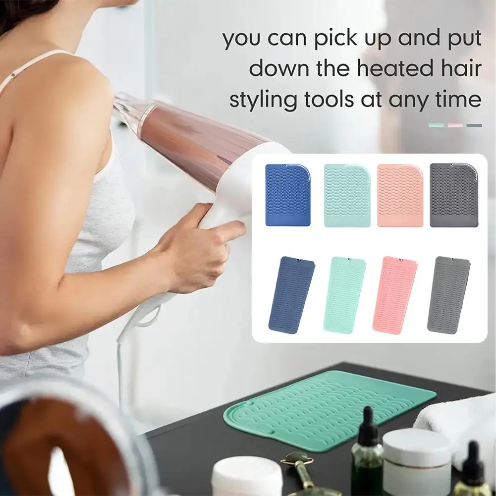 Small Silicone Pad for Curling Iron, Thicker Heat Resistant Silicone Mat  for Hair Tools, Portable Hair Styling Tool Rest Holder for Straightener,  Hair