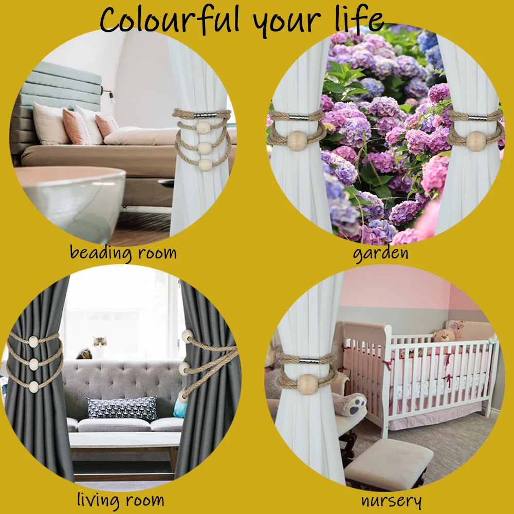 Description Picture 6 of item1/2PC Magnetic Curtain Tieback High Quality Home Textile Curtain Accessories Wall Curtain Rod Bracket Decoration For Bedroom