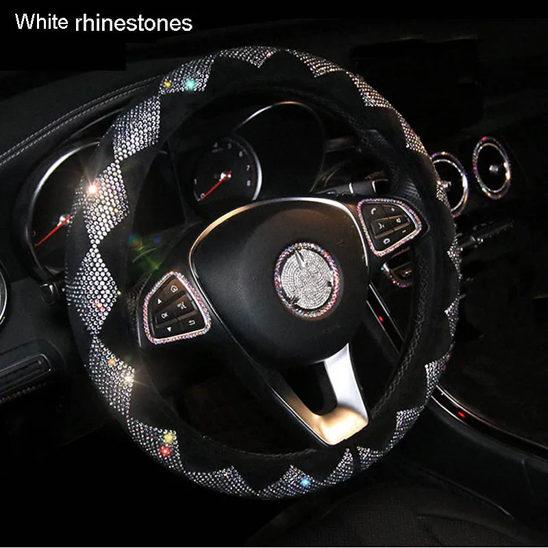 Bling Colorful Rhinestone Crystal Car Steering Wheel Covers Women