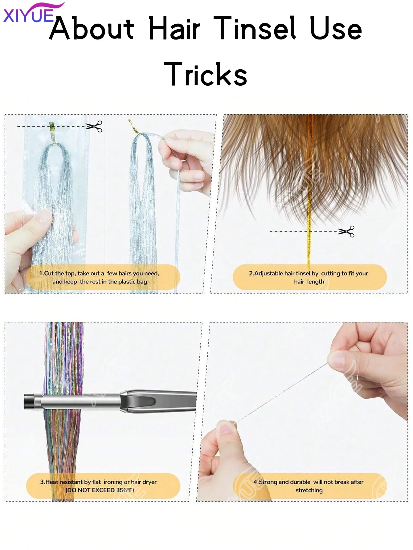 Sparkle Shiny Hair Tinsel Rainbow Strands Dazzles Women Hippie for Braiding Headdress False Hair Extensions Decor Glitter Strips