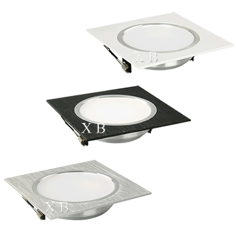 AC220V LED downlight ceiling light spotlight 3W 5W 7W 9W 12W 15W recessed grille ultra-thin Square black white Silver