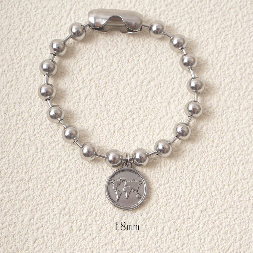 Elegant 8mm Stainless Steel Ball Bead Bracelet in Gold/Silver