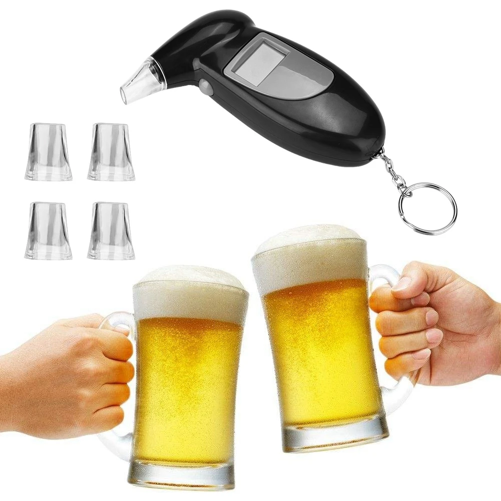 Breath Tester Alcohol Analyzer LCD Screen Professional Alcohol Breath Tester Analyzer Lie Detector Breathalyser No Backlight