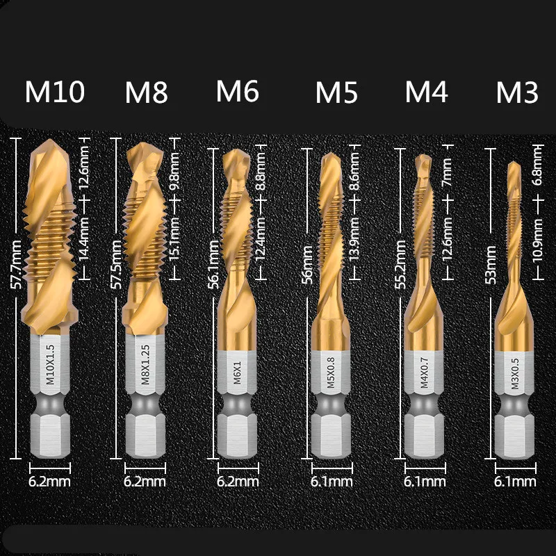 12pcs Tap Drill Bit Set M3-M10 1/4\