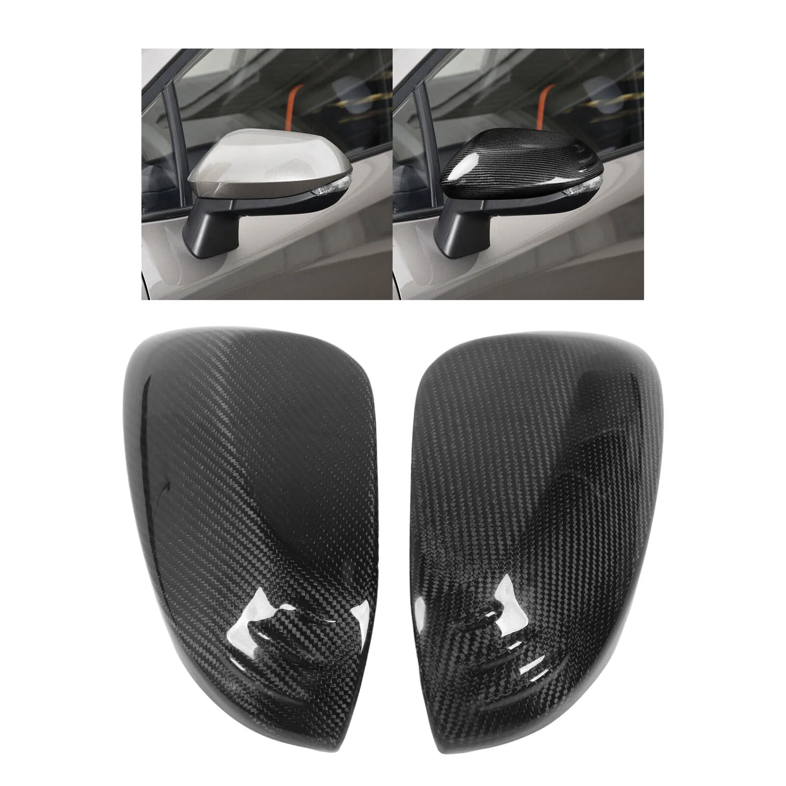 

2PCS Side Rearview Mirror Cover Real Carbon Fiber Left Right Glossy Replacement For Toyota Corolla Yaris GR