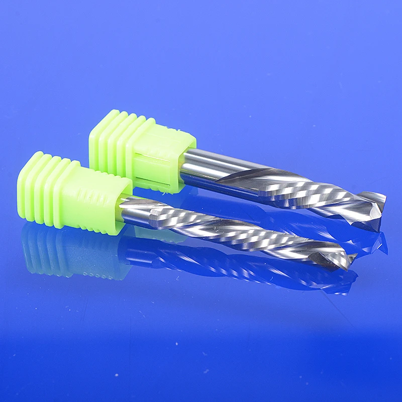 1개 3.175/4/5/6/8/10mm 2날 나선형 상하 절삭 밀링 커터 목재 엔드밀 공구 PVC MDF용 CNC 라우터 비트