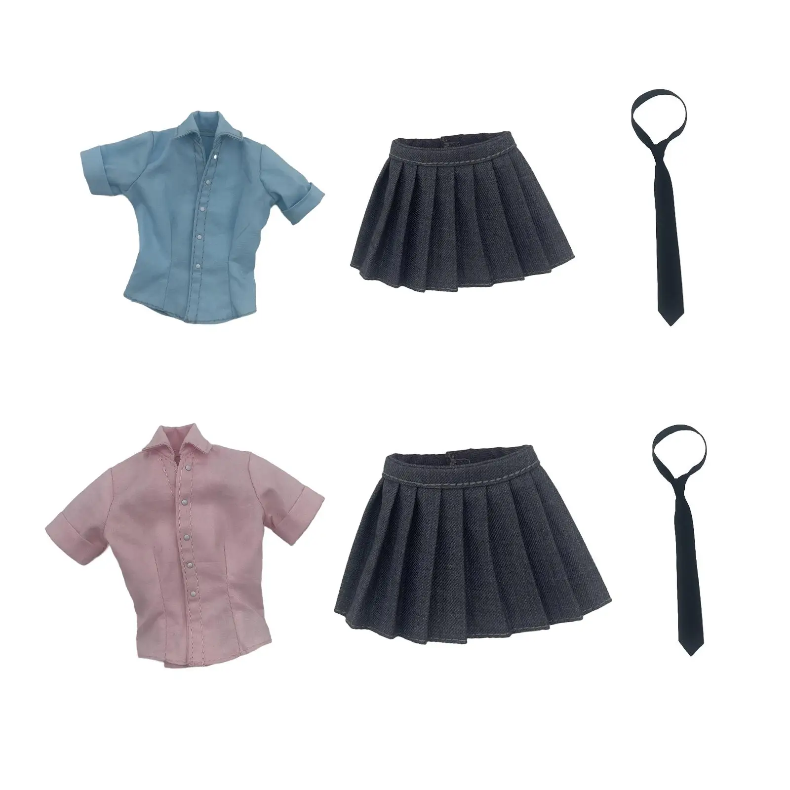Action Figures Skirt Pretend Play Toy Stylish Uniform 1/6 Scale Female Shirt