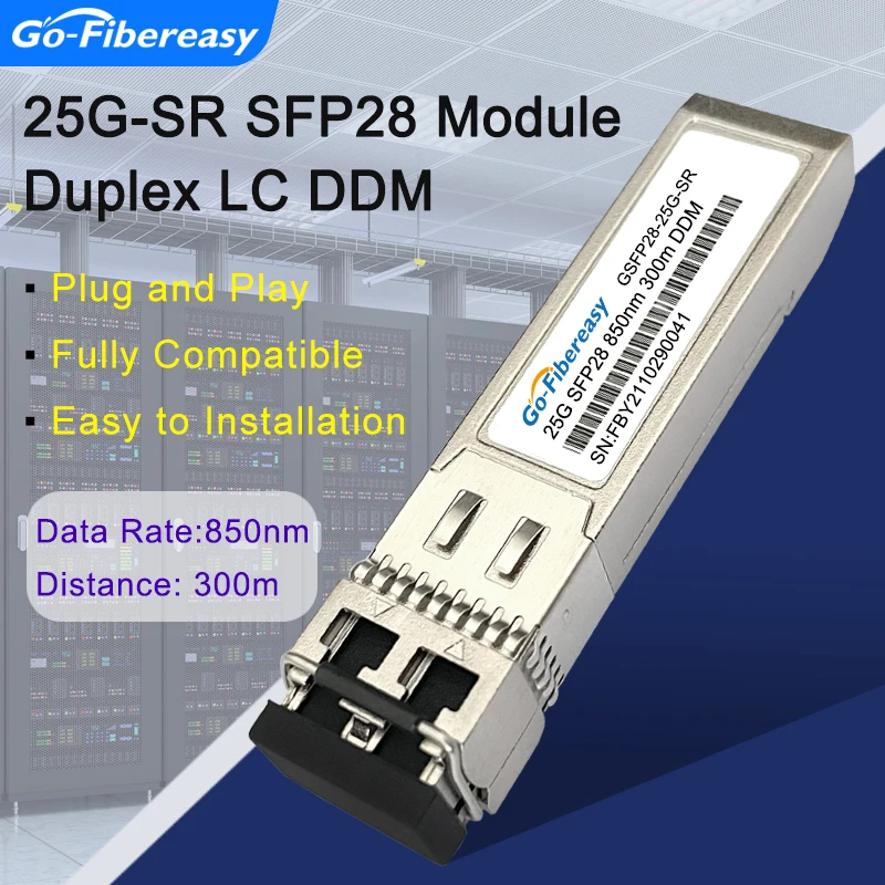 25Gb SFP28 Transceiver Module Duplex LC Multimode Fiber 850nm 100M SFP28-25G-SR For HW/Cisco/Mikrotik/Ubiquiti on 5G Data Center comala document management data center