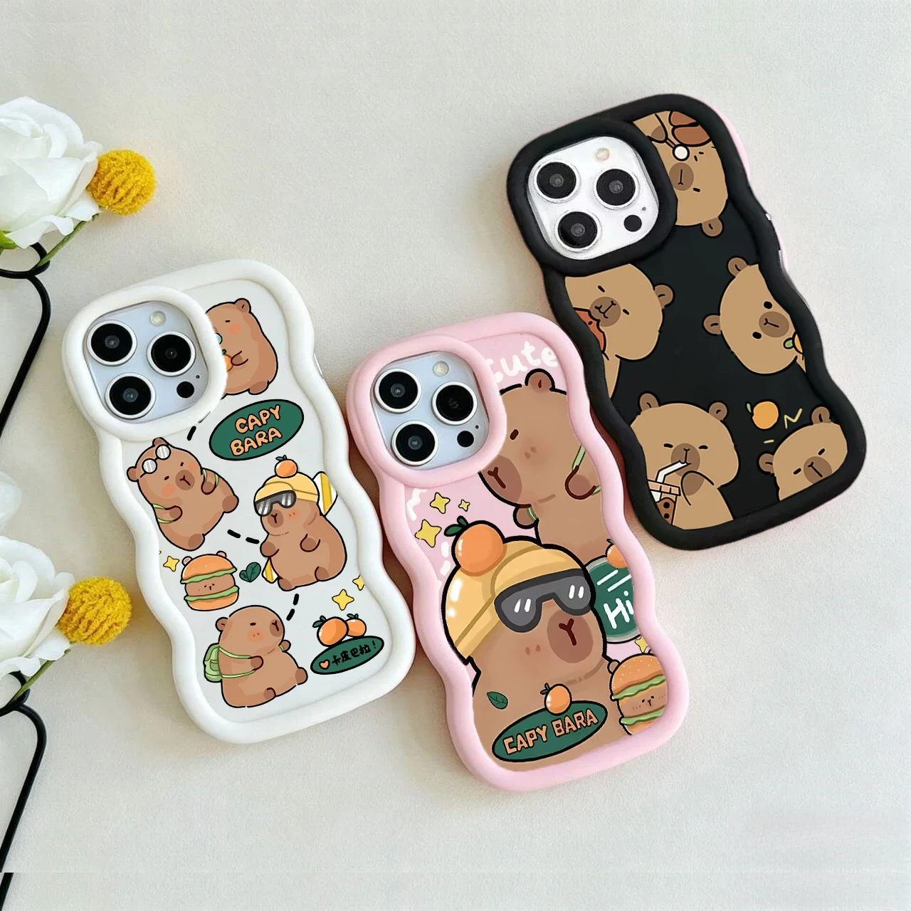 Adorable Cute Capybara Wave Side Phone Case Cover