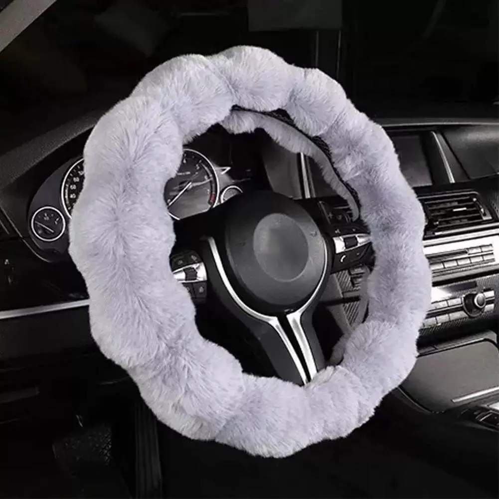 Lenkradbezug aus Plüsch und Gummi, Lenkradbezug aus warmer Wolle für Männer und Frauen, rutschfester Winter-Lenkradbezug für Autos, 1 Stück – Detail 1