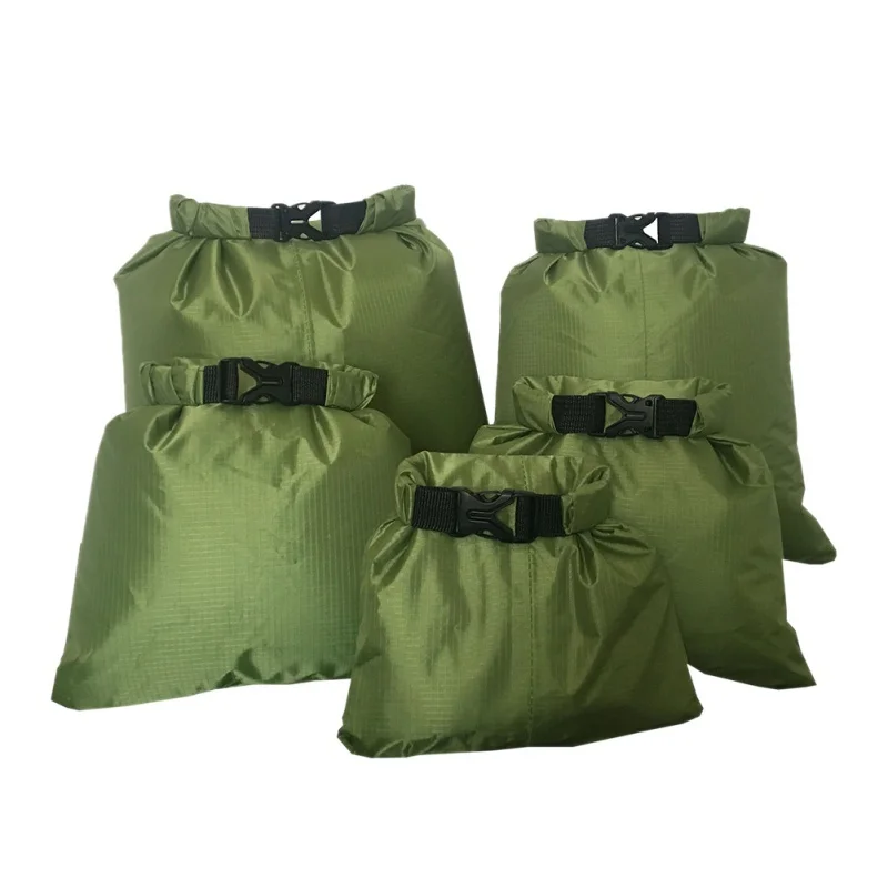 5pcs Waterproof Dry Bag Outdoor Beach Buckled Storage Sack Travel Drifting Swimming Snorkeling Bags Accessories