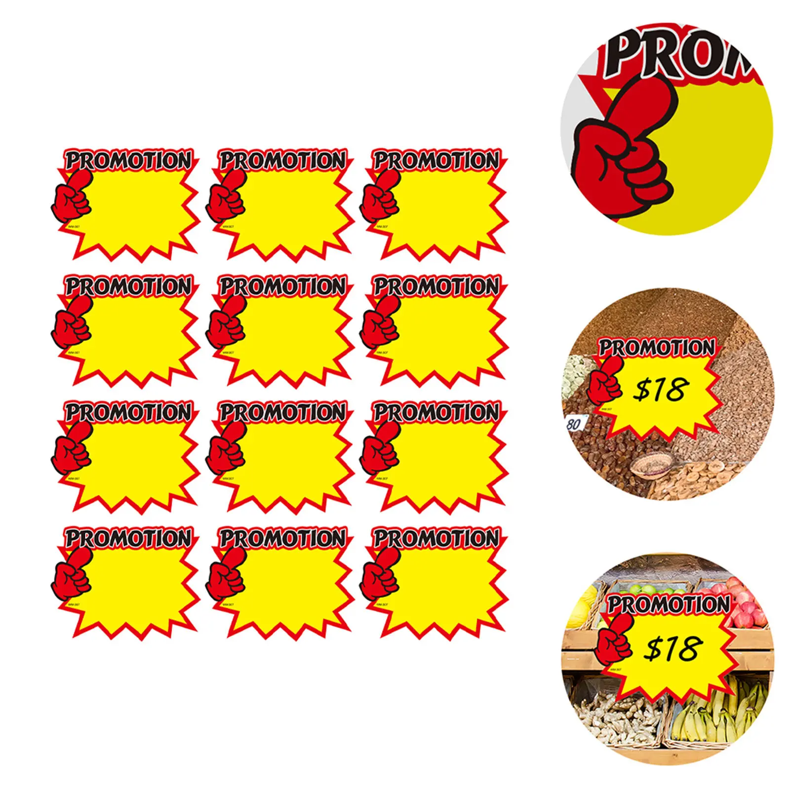 50Pcs 가격표 밝은 색상 광고 판촉 판매 표시 스티커 상점 시장 상품 가격 표시 광고 태그