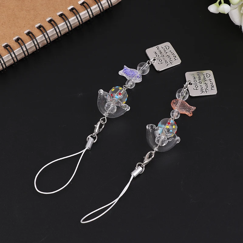 Transparenter Schlüsselanhänger, niedlicher Goldfisch, Windspiel, Anhänger, Schlüsselanhänger, Handy-Lanyard, Kawaii-Tasche, dekoratives Zubehör, Heimdekorationen – Detail 5