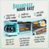3-in-1 Breakfast Station - Includes Coffee Maker, Non-Stick Griddle, and 4-Slice Toaster Oven - Versatile Breakfast Ma 3
