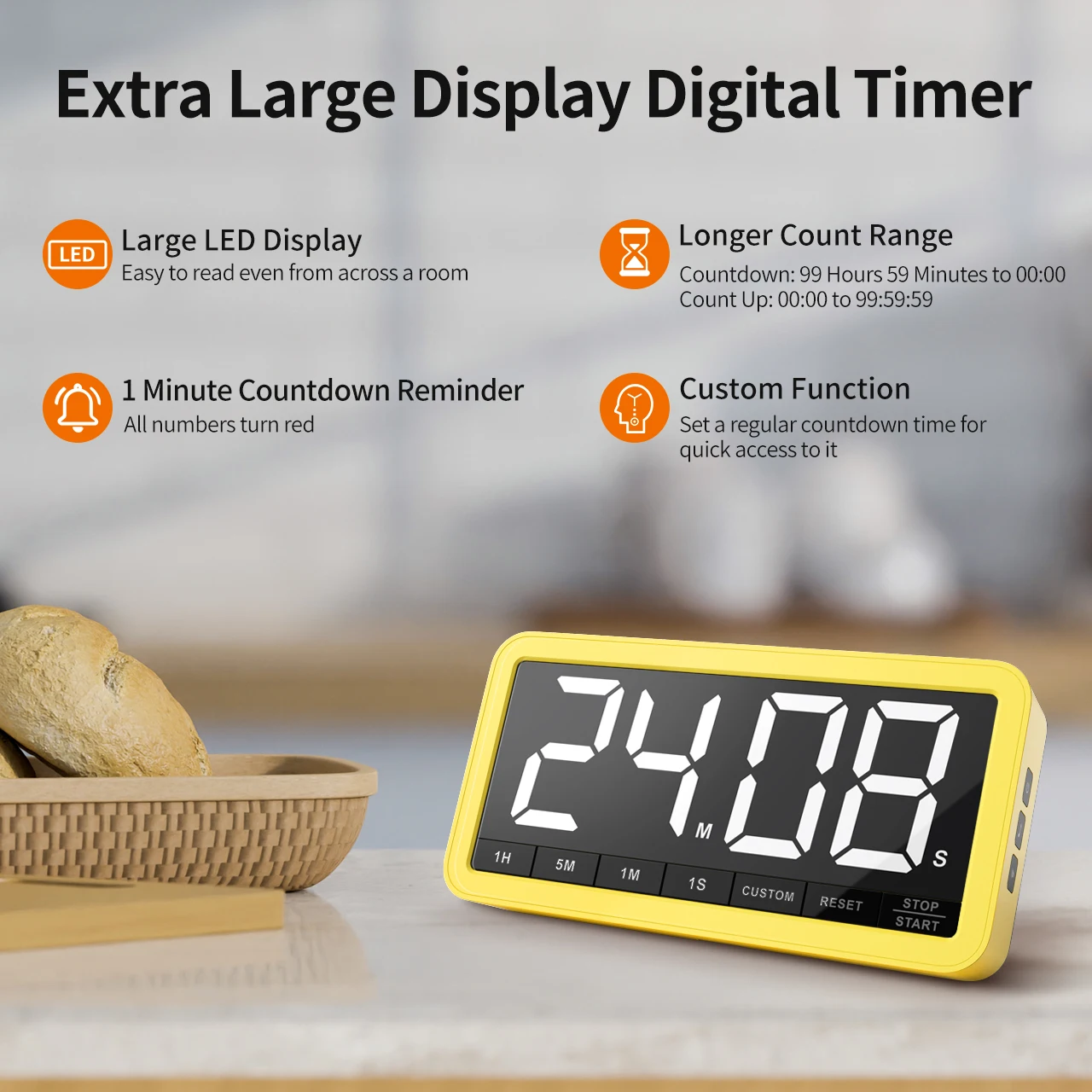 Timer Di Allarme Magnetico Cronometro Del Sonno Orologio Display Digitale Cucina Di Casa Cottura Timer Conto Alla Rovescia Promemoria Allarme - Foto 5